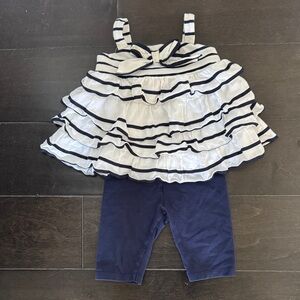 Kate Mack Navy and White Ruffle Set